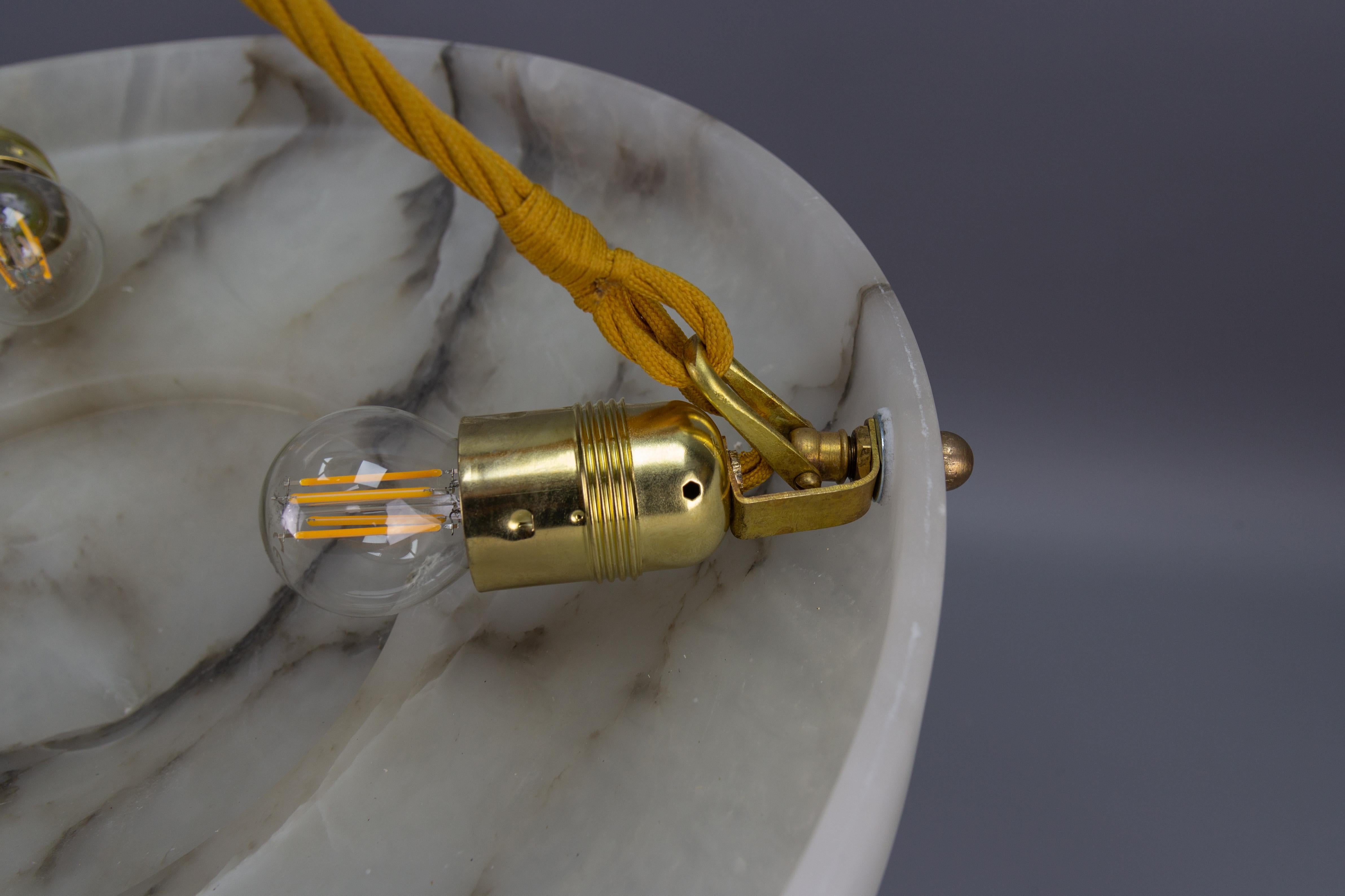 Art Deco Layered White and Black Alabaster Pendant Light, 1920s 12