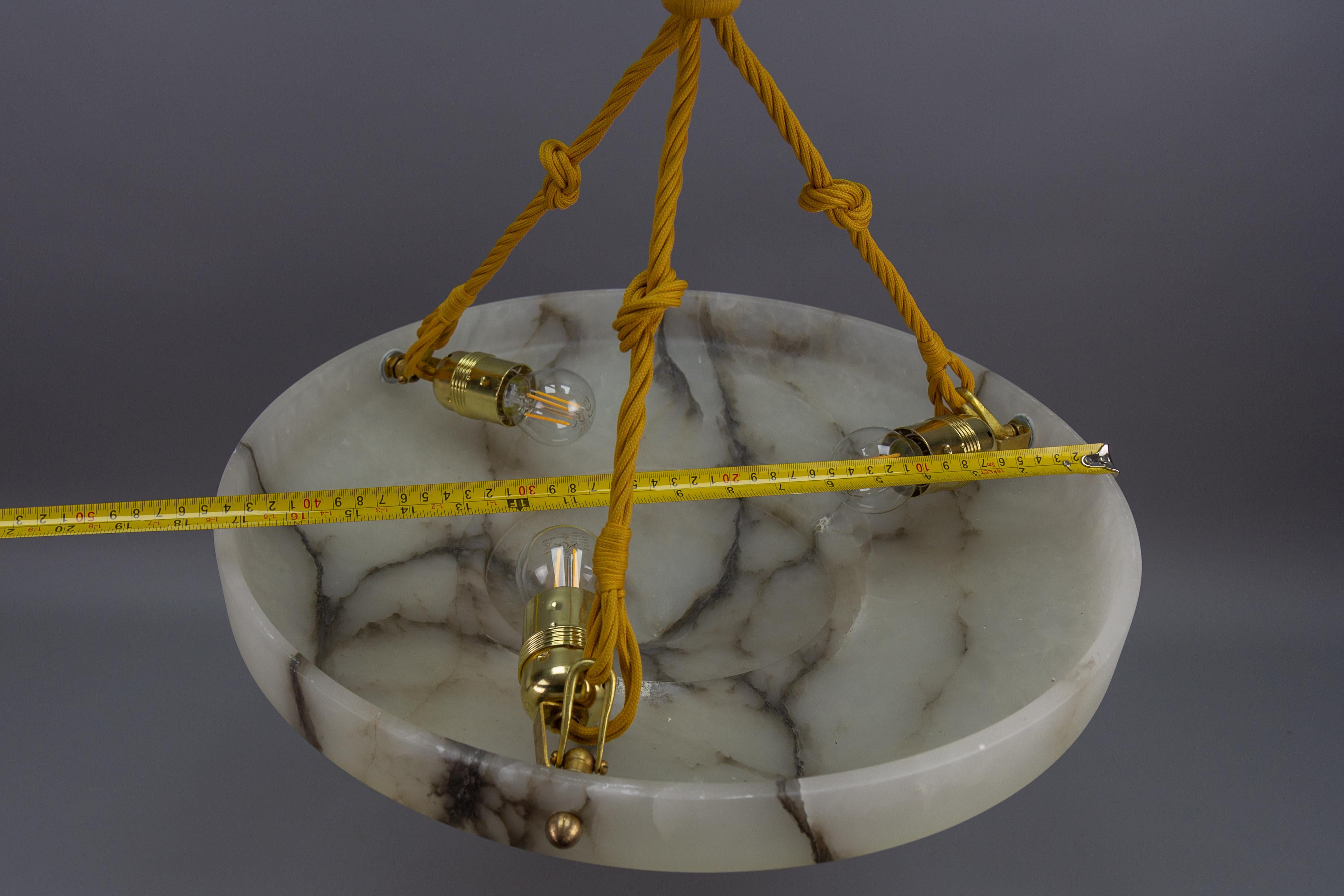 Art Deco Layered White and Black Alabaster Pendant Light, 1920s 13