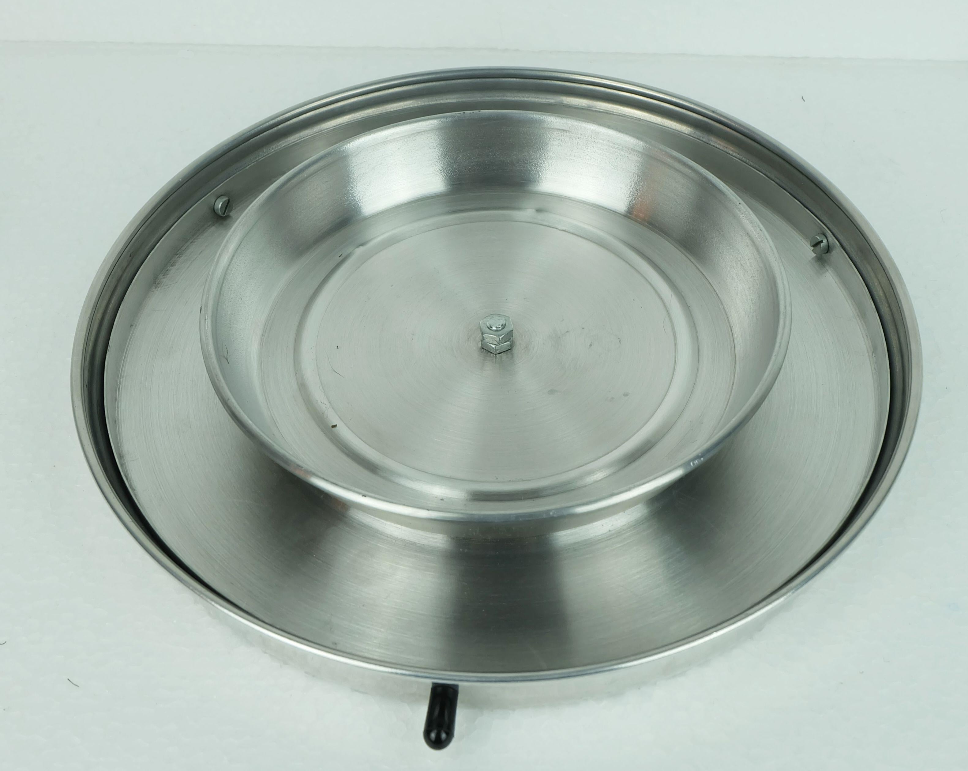 art déco lazy susan RELISH SERVER 5 pieces set on rotating tray en vente 3