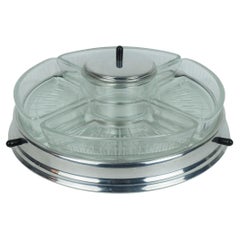 art déco lazy susan RELISH SERVER Set di 5 pezzi su vassoio rotante