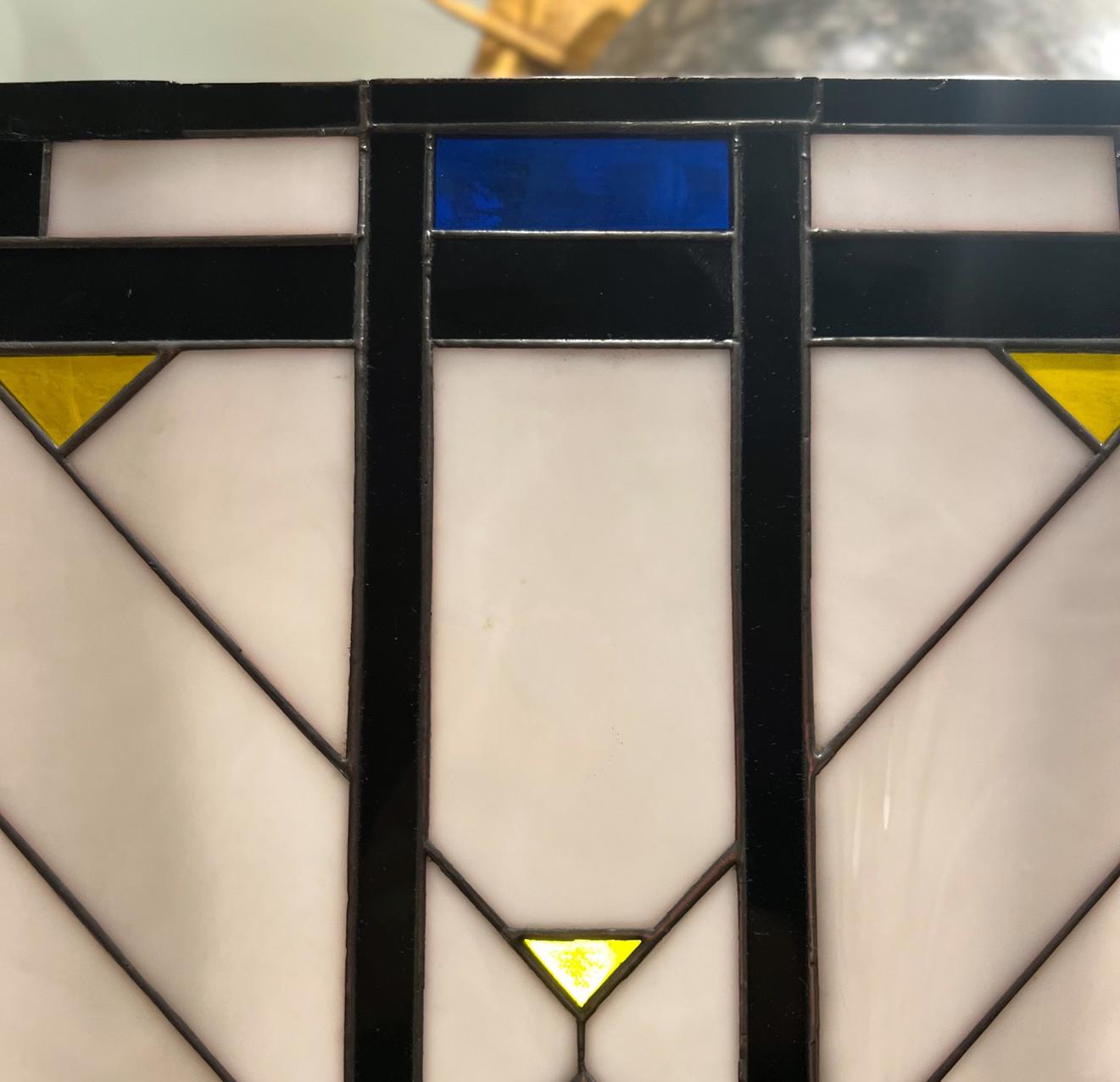 Mid-20th Century Art Deco Leaded Glass Light Fixture For Sale