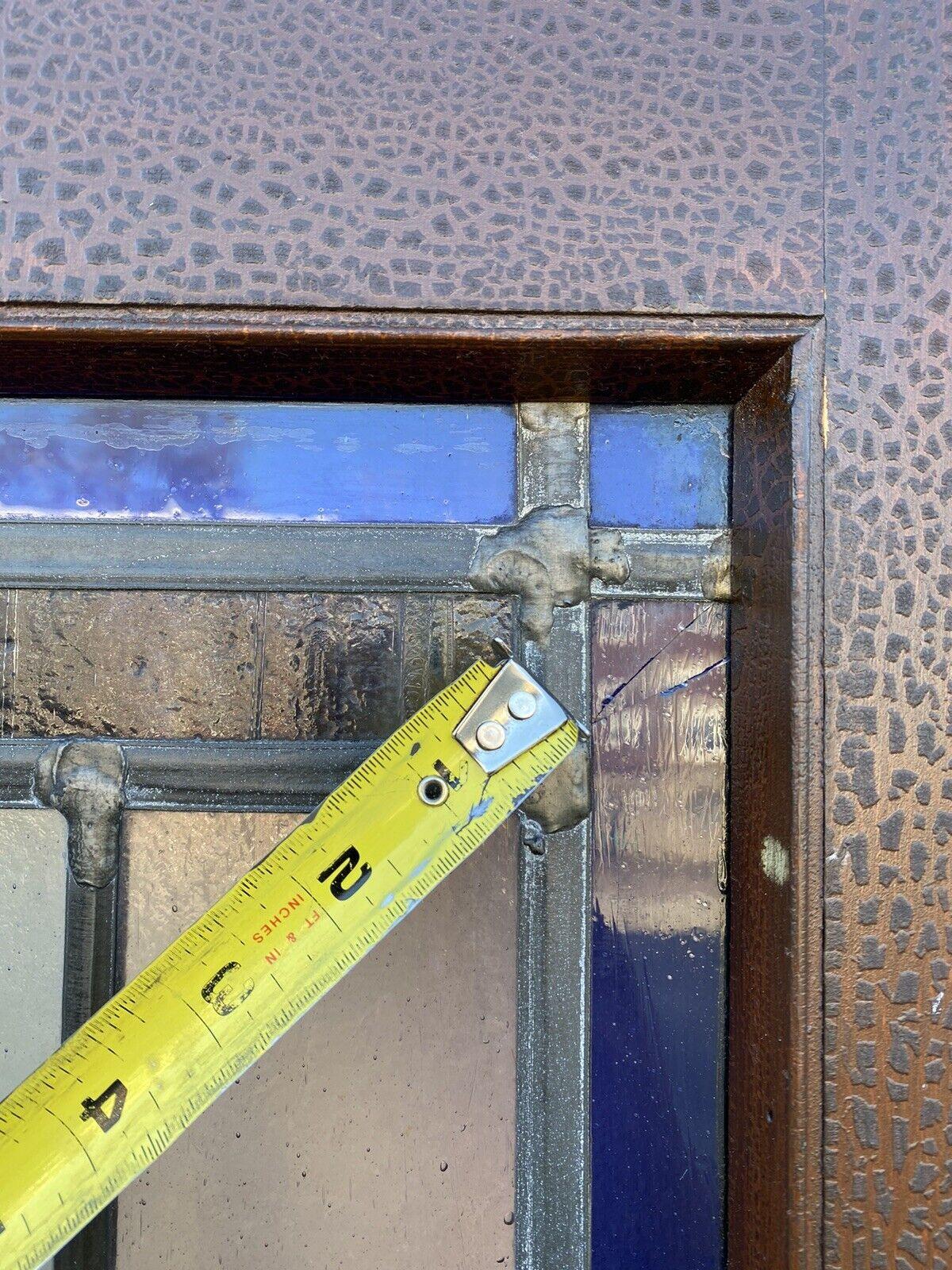 Art Deco Bleiglas-Holz-Hausfront-Tür in Rosa, Blau, Gelb und Grün im Angebot 3