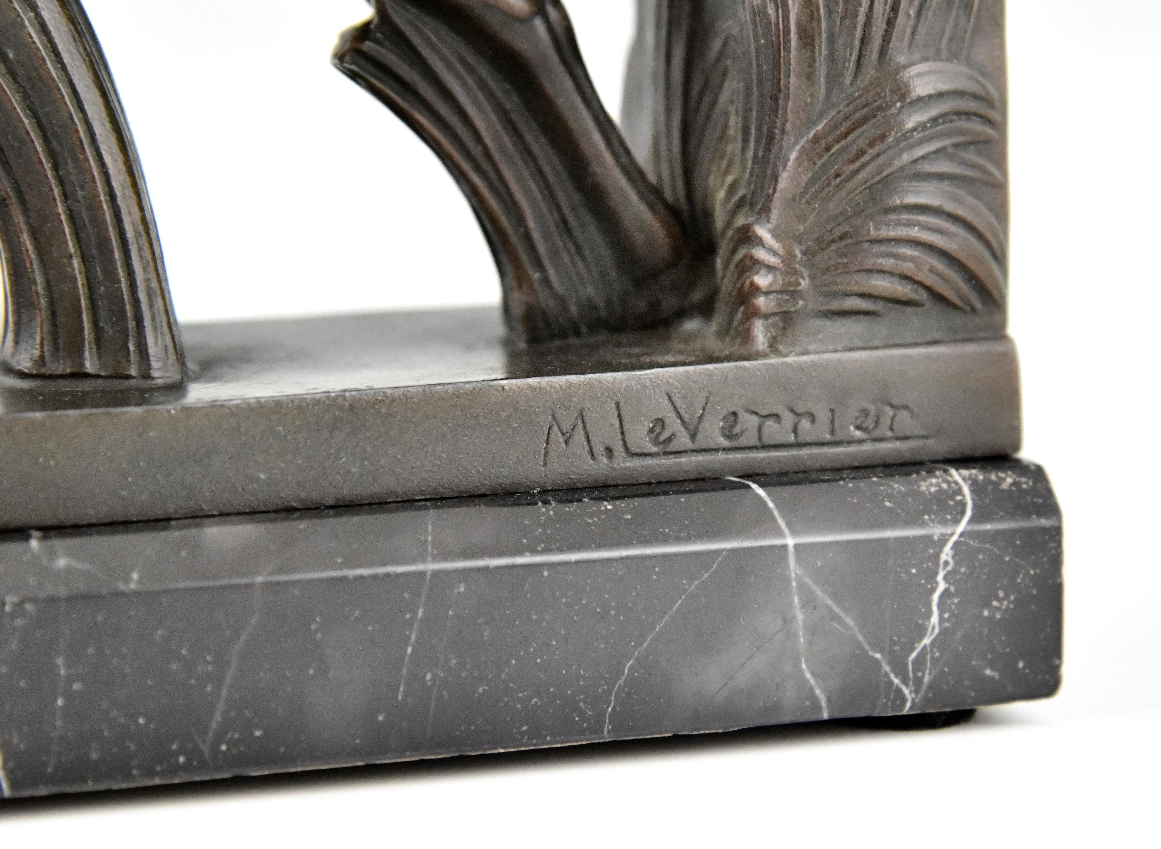 Metal Art Deco Leaping Deer Bookends by Max Le Verrier 1930 France