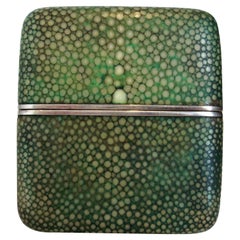 Art Deco Shagreen und Silber Zigarettenetui / Kleines Zigarrenetui
