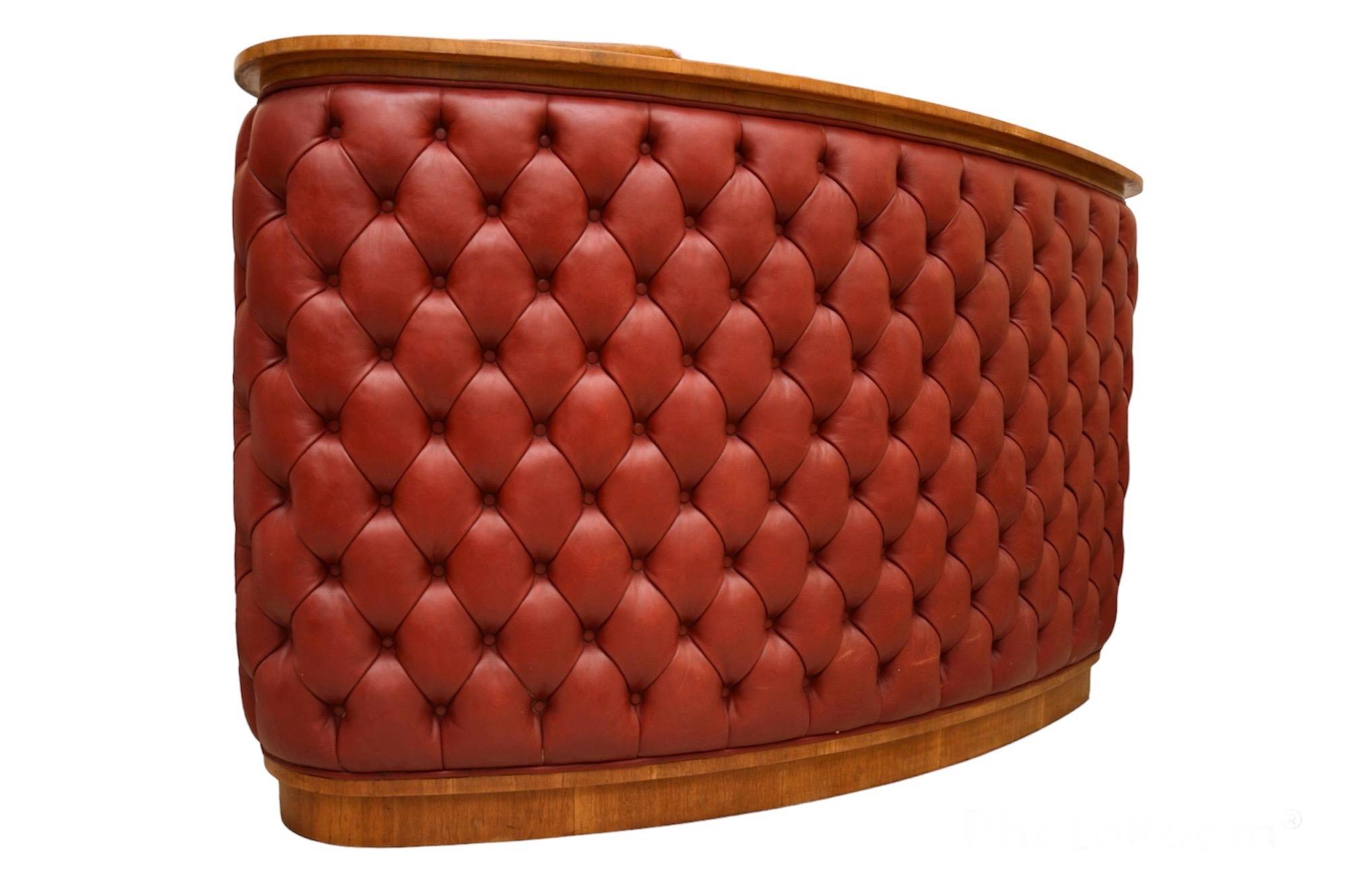 Art Deco Leather and Walnut Bar 5