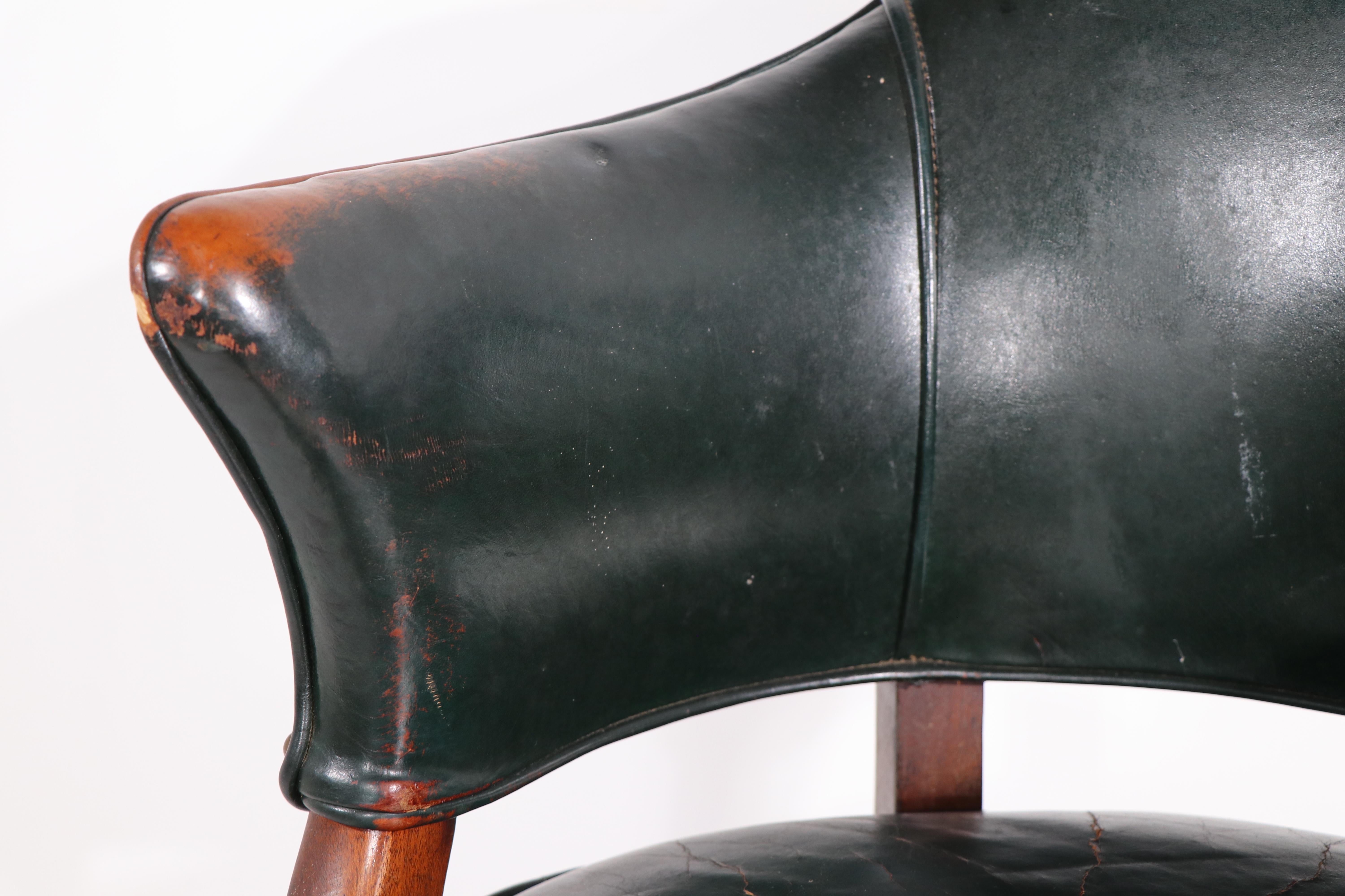 Art Deco Leather and Wood Swivel Vanity Stool 1