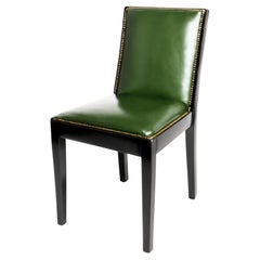 Art Deco Leather Black Lacquer Dining Chair, 20th Century