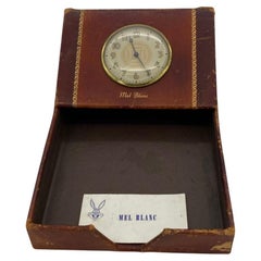 Vintage Art Deco Leather Bussiness Card Holder w/ Clock owned by Mel Blanc