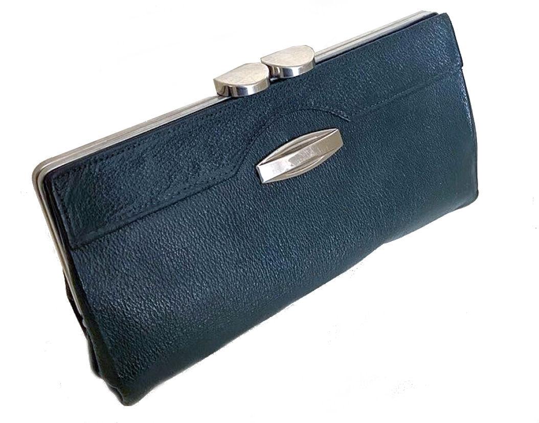 Art Deco Leather & Chrome Clutch handbag Purse, c1930 7