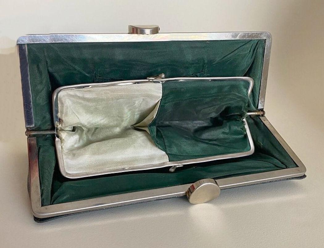 Art Deco Leather & Chrome Clutch handbag Purse, c1930 1