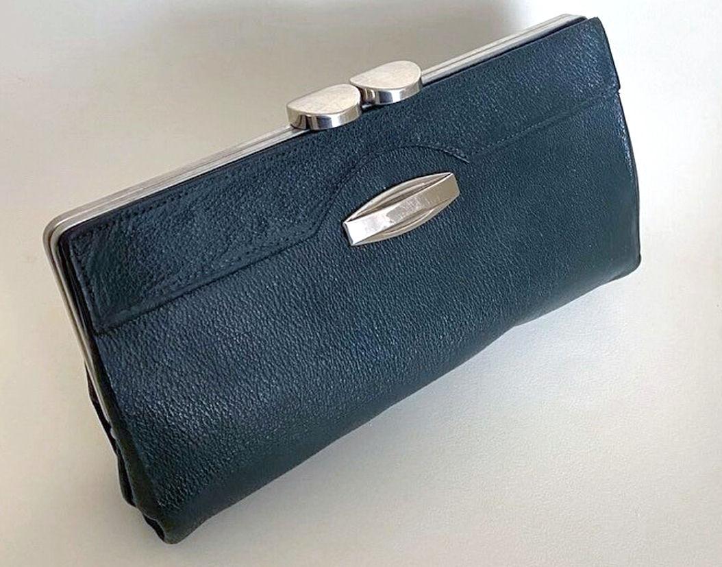 Art Deco Leather & Chrome Clutch handbag Purse, c1930 3