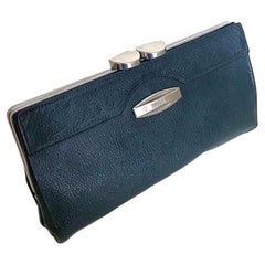 Art Deco Leather & Chrome Clutch handbag Purse, c1930