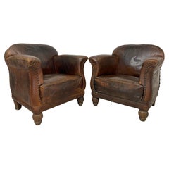 Art Deco Leather Club Armchairs