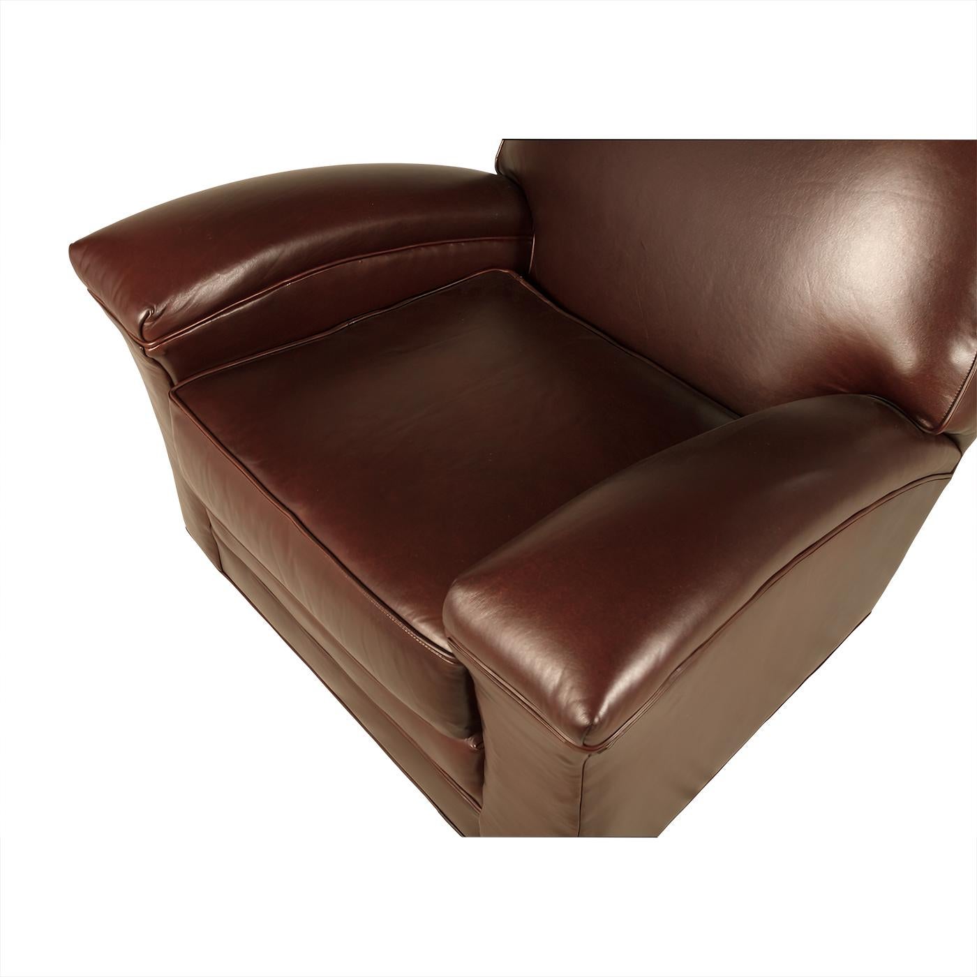 XXIe siècle et contemporain Fauteuil club en cuir de style Art Déco en vente