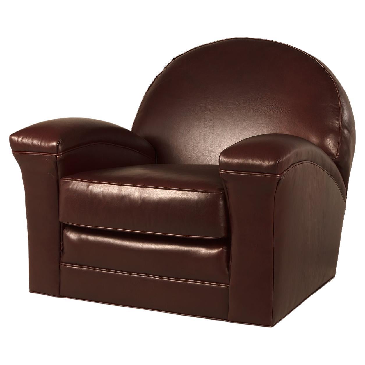 Art Deco Style Leather Club Chair
