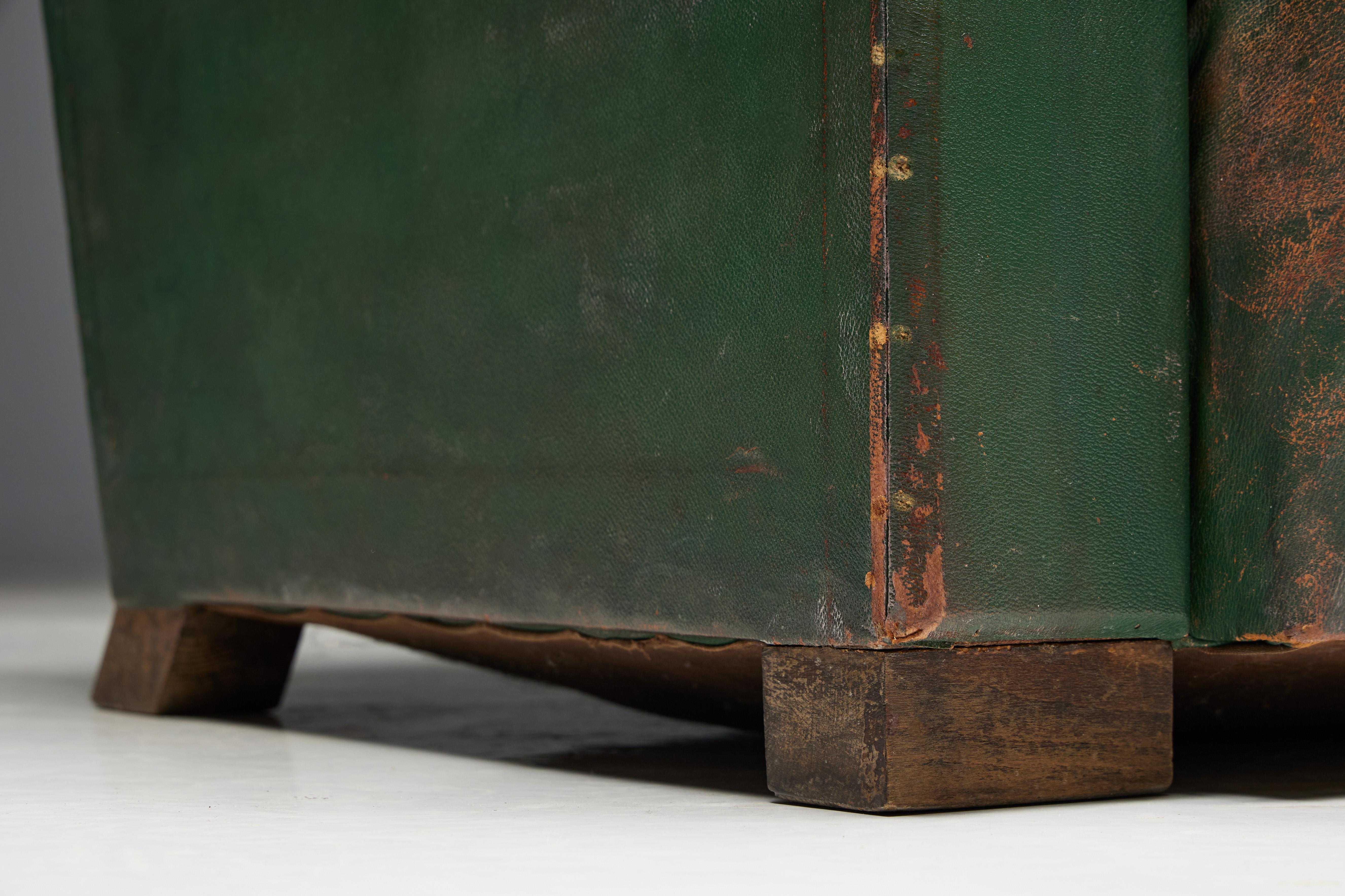 Art Deco Leather Club Chairs, France, 1930s For Sale 7