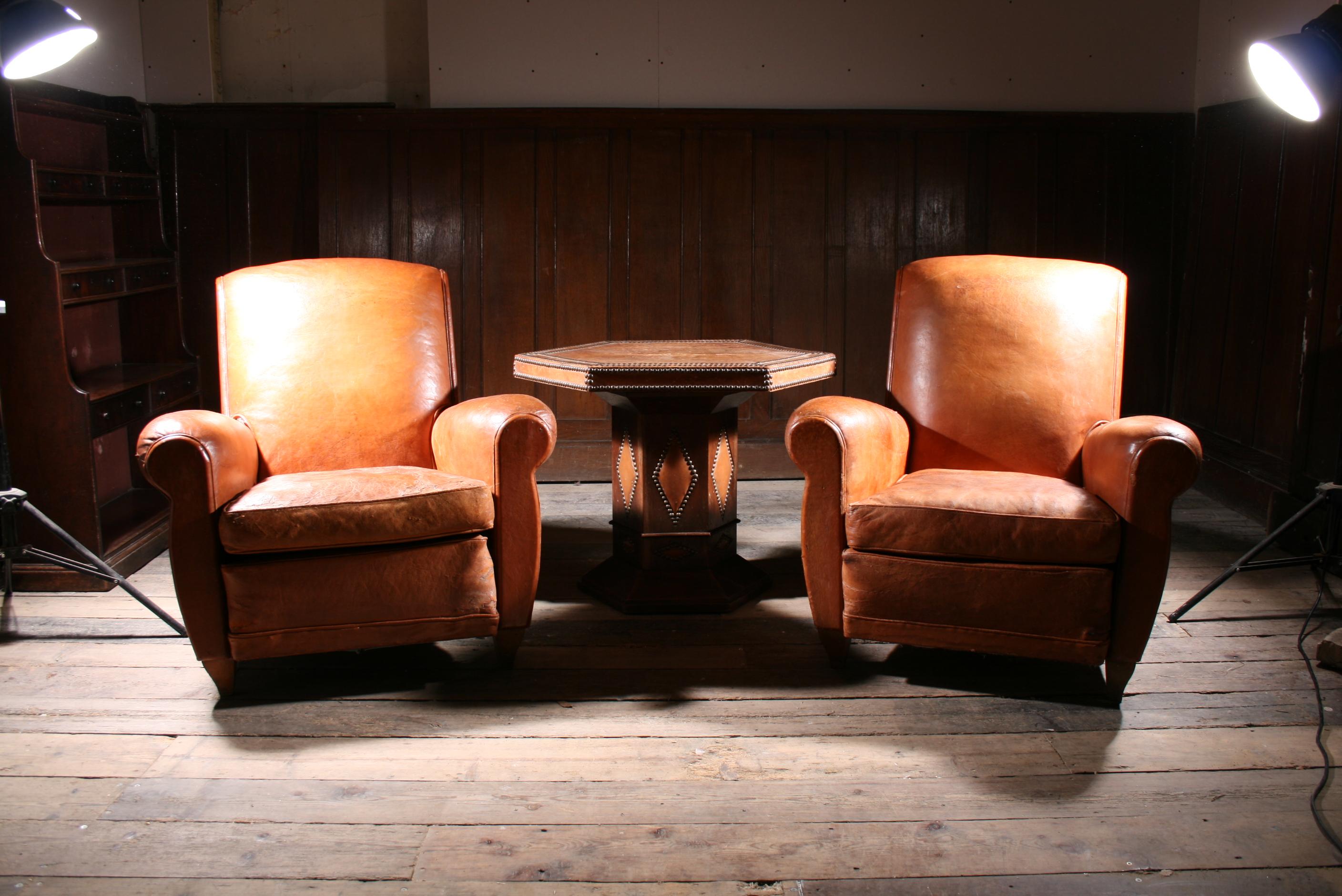 Table basse ou centrale en cuir Art Déco Bon état - En vente à Kingsbridge, GB