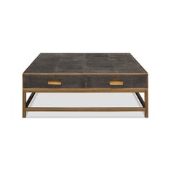 Art Deco Leather Coffee Table in Antique Grey