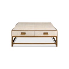 Art Deco Leather Coffee Table in Osprey White