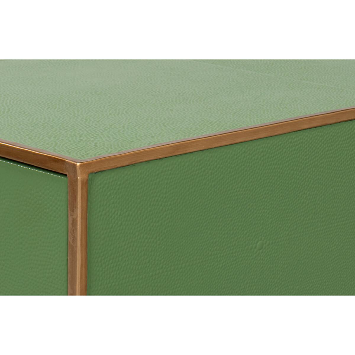 Art Deco Leather Coffee Table in Watercress Green For Sale 5