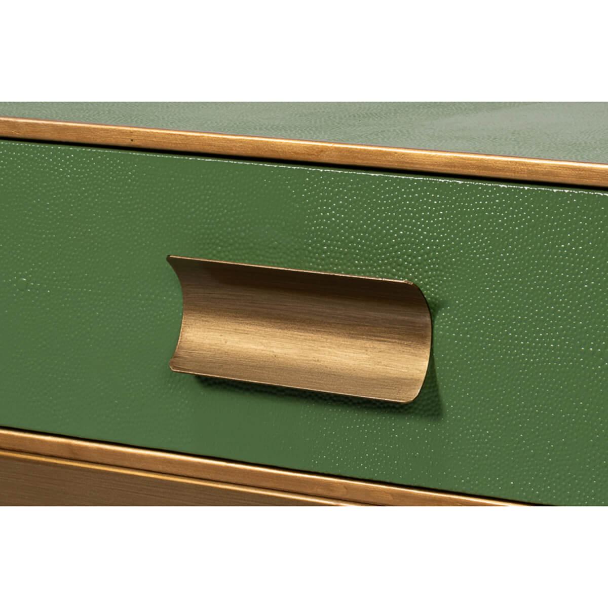 Art Deco Leather Coffee Table in Watercress Green For Sale 1