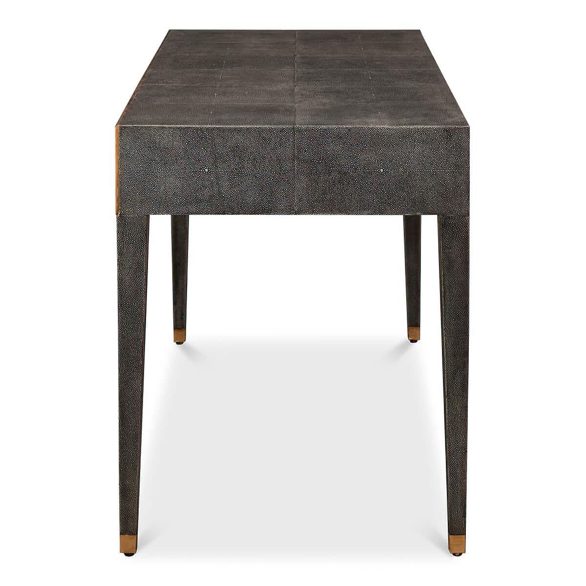 Art Deco Leather Desk, Dark Grey For Sale 1