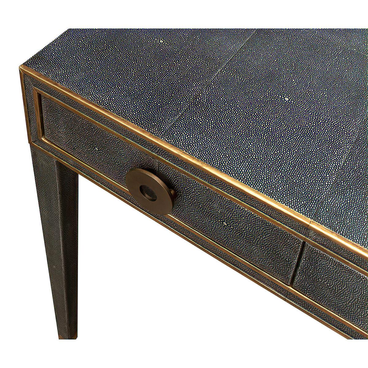 Art Deco Leather Desk, Dark Grey For Sale 2