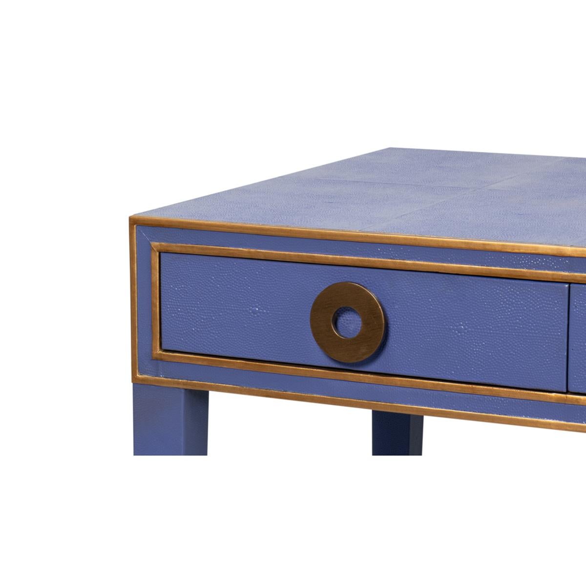 Art Deco Leather Desk In Marlin Blue For Sale 6