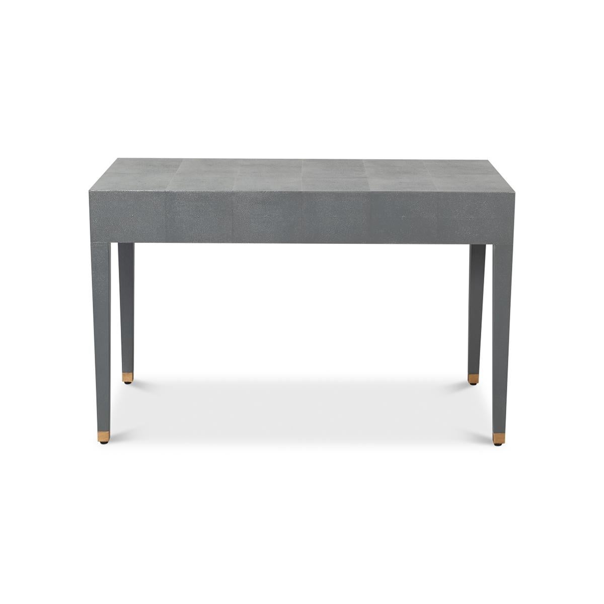 Art Deco Leather Desk In Pewter Grey For Sale 2