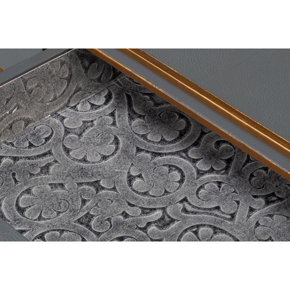 Art Deco Leder-Schreibtisch aus Zinngrau im Angebot 3