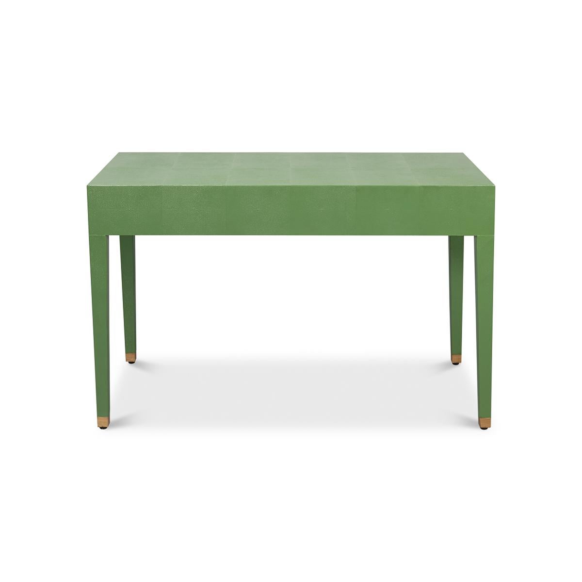 Art Deco Leather Desk In Watercress Green For Sale 2