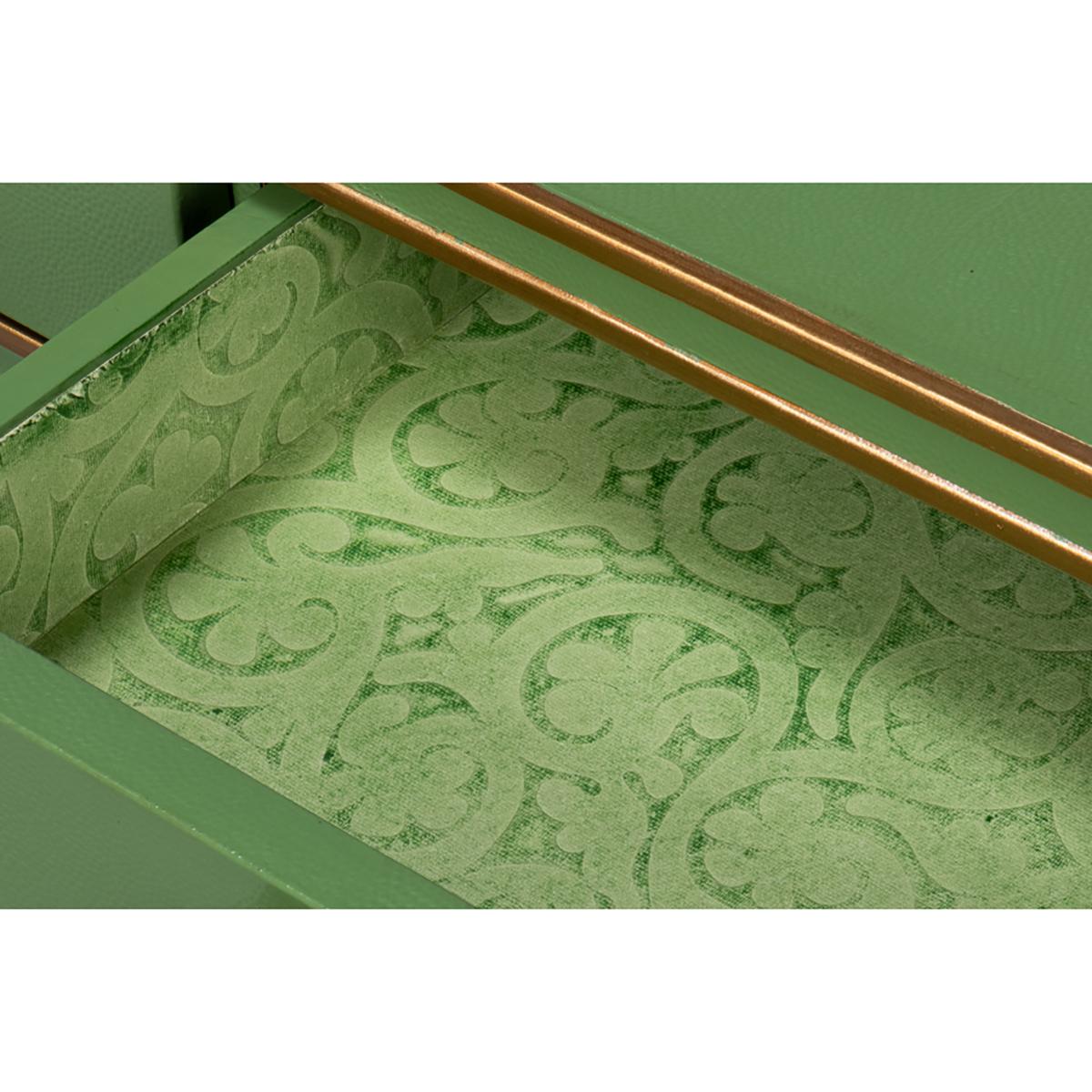 Art Deco Leder-Schreibtisch aus Leder in Aquarellgrün im Angebot 3