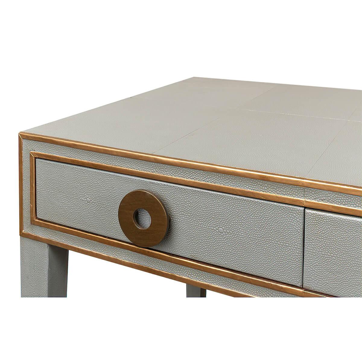 Art Deco Leather Desk, Light Grey For Sale 4