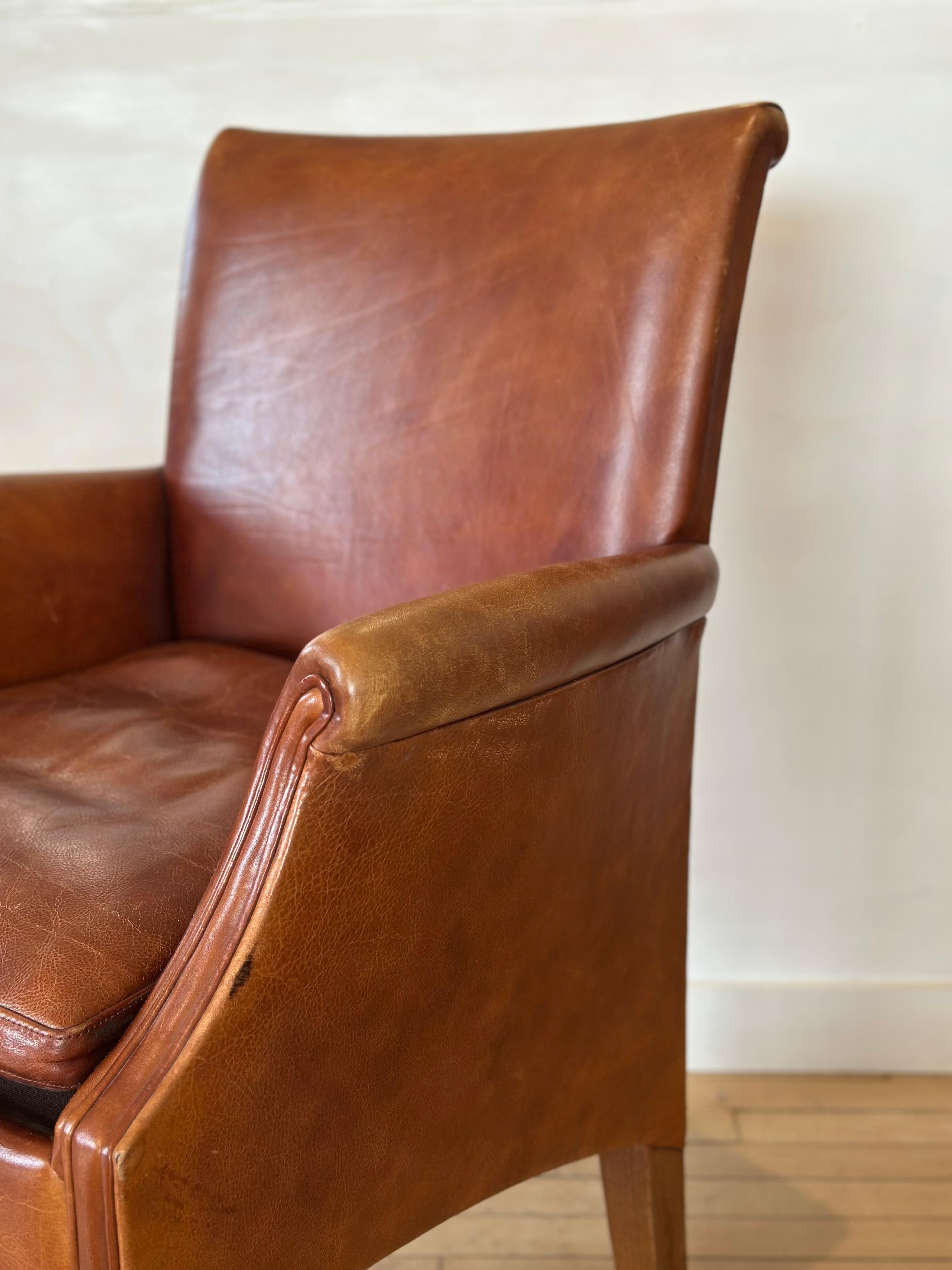 Art Deco Leather Dining Chair For Sale 5
