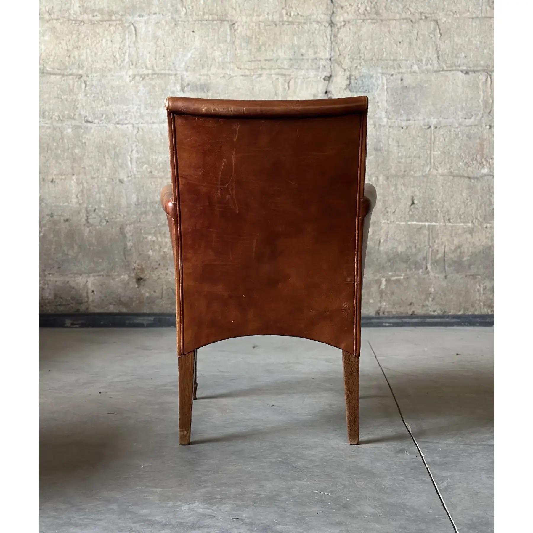 French Art Deco Leather Dining Chair For Sale