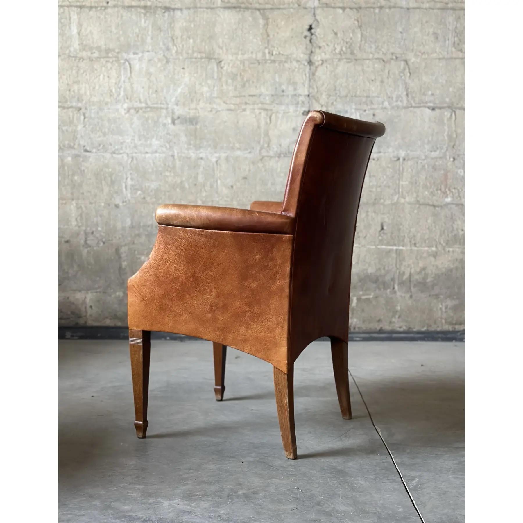 Art Deco Leather Dining Chair In Good Condition For Sale In Hudson, NY