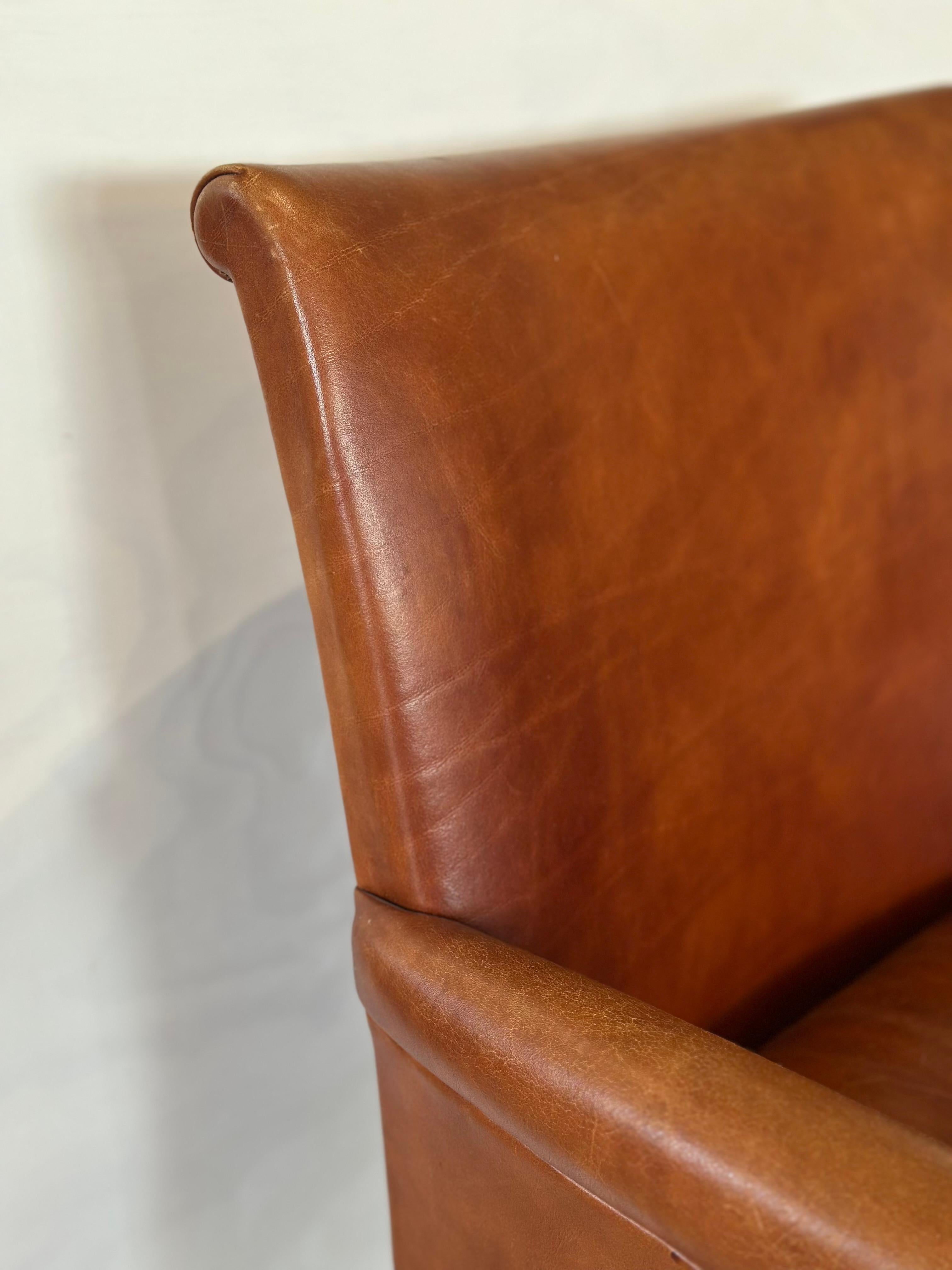Early 20th Century Art Deco Leather Dining Chair For Sale