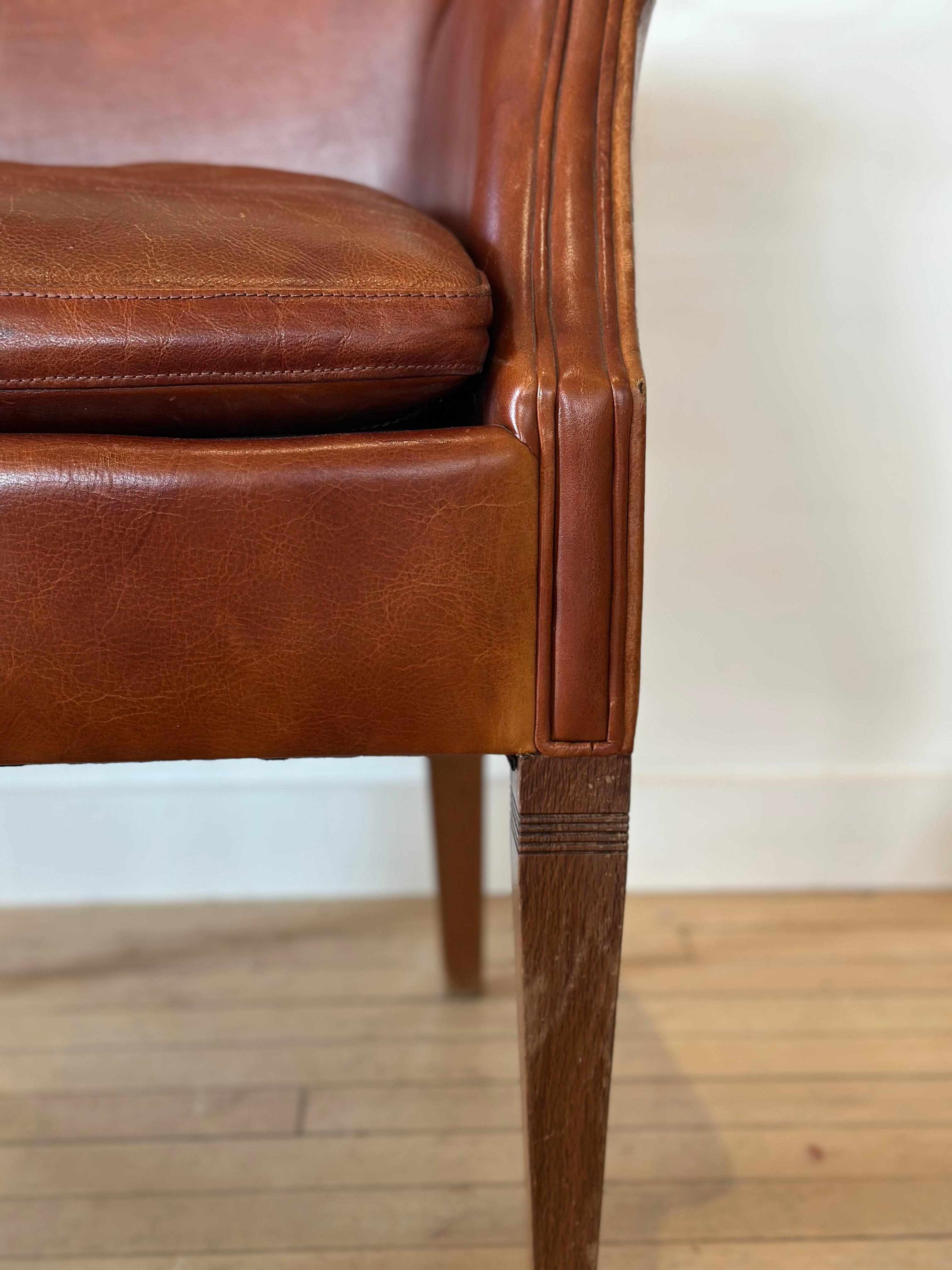 Art Deco Leather Dining Chair For Sale 4