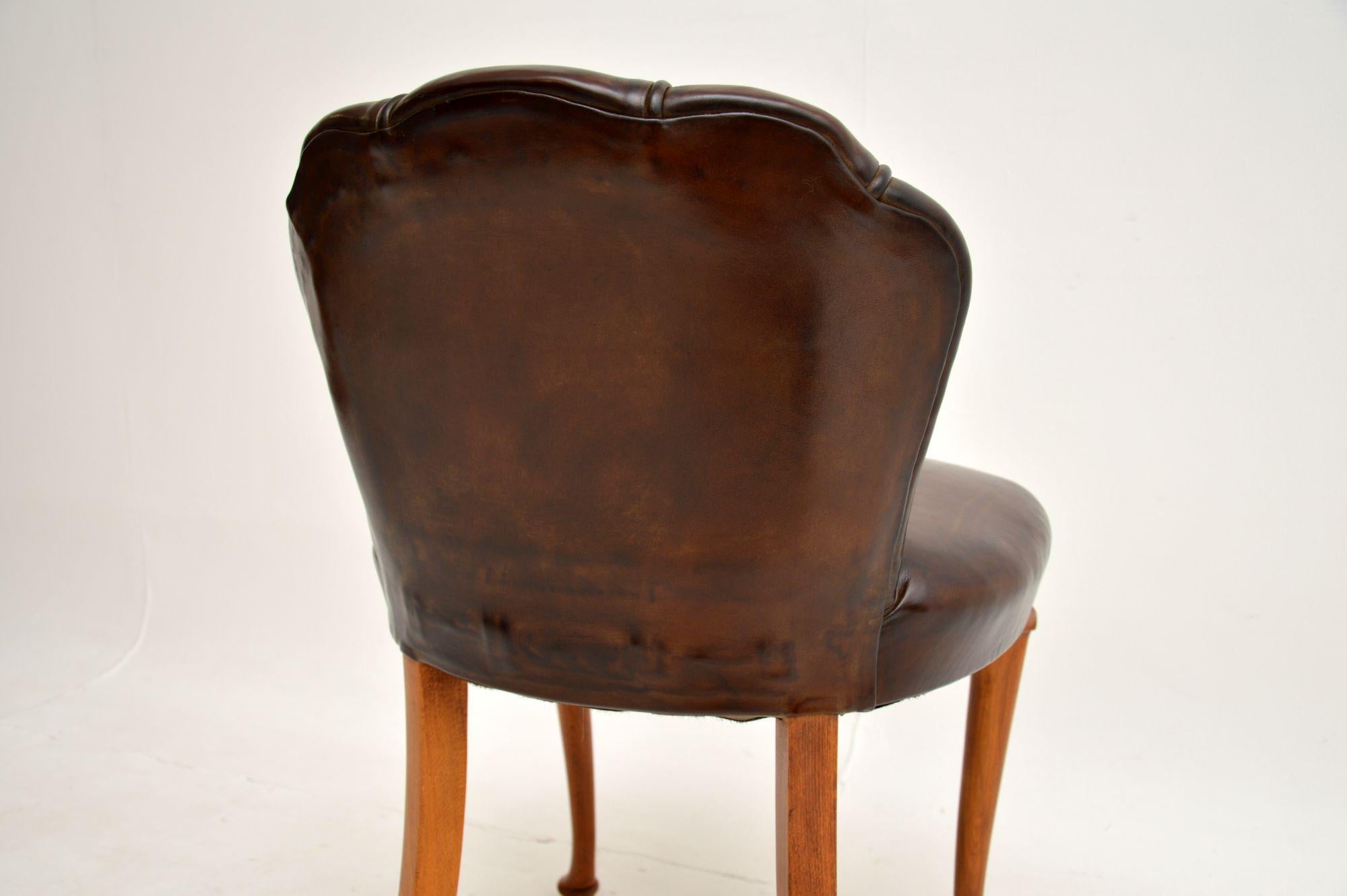 Art Deco Leather Scallop Back Stool 5