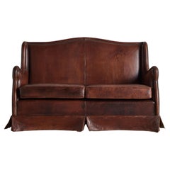 Art Deco Leather Settee