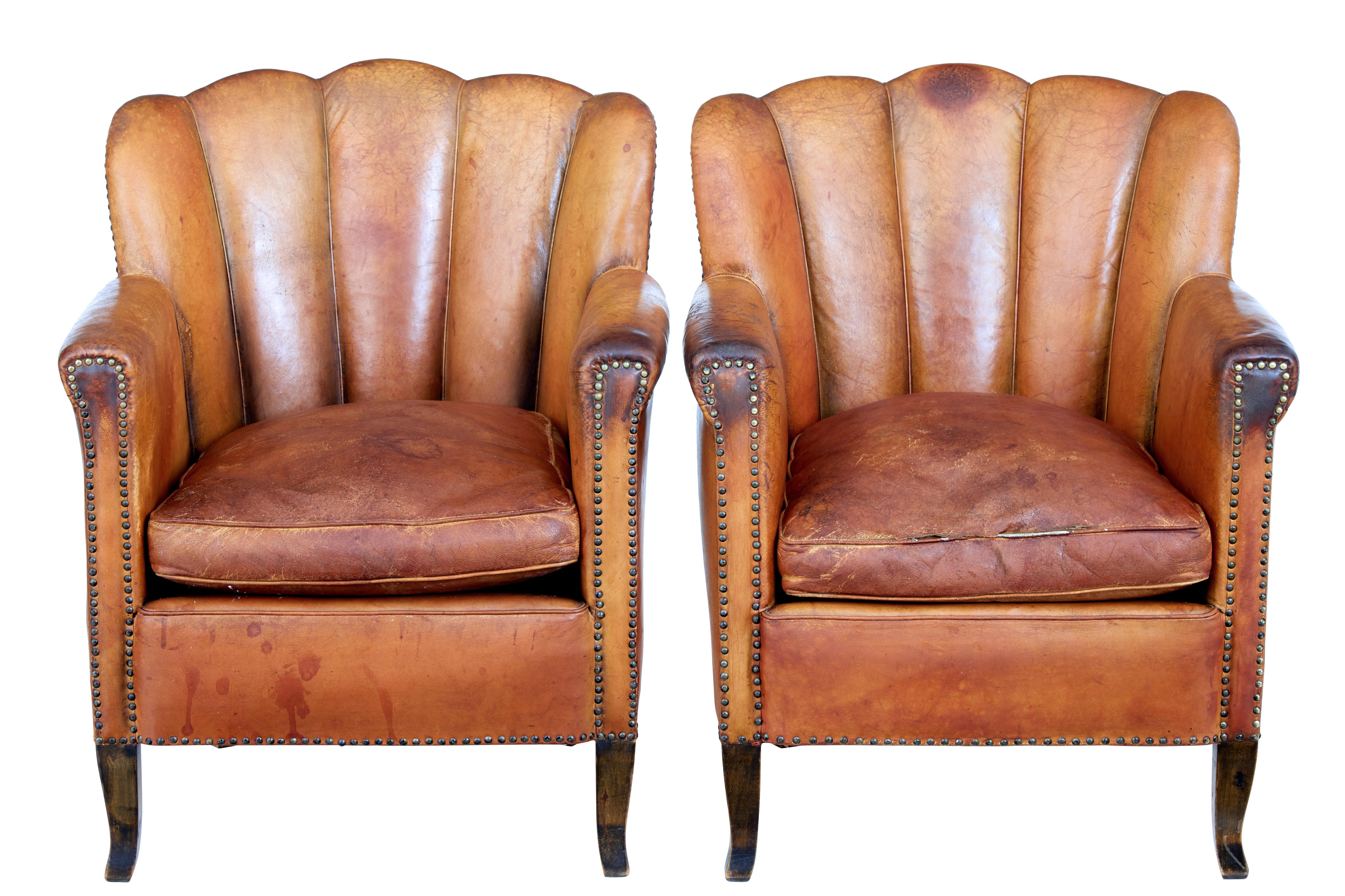 Art Deco Leather Shell Back 3-Piece Suite 1