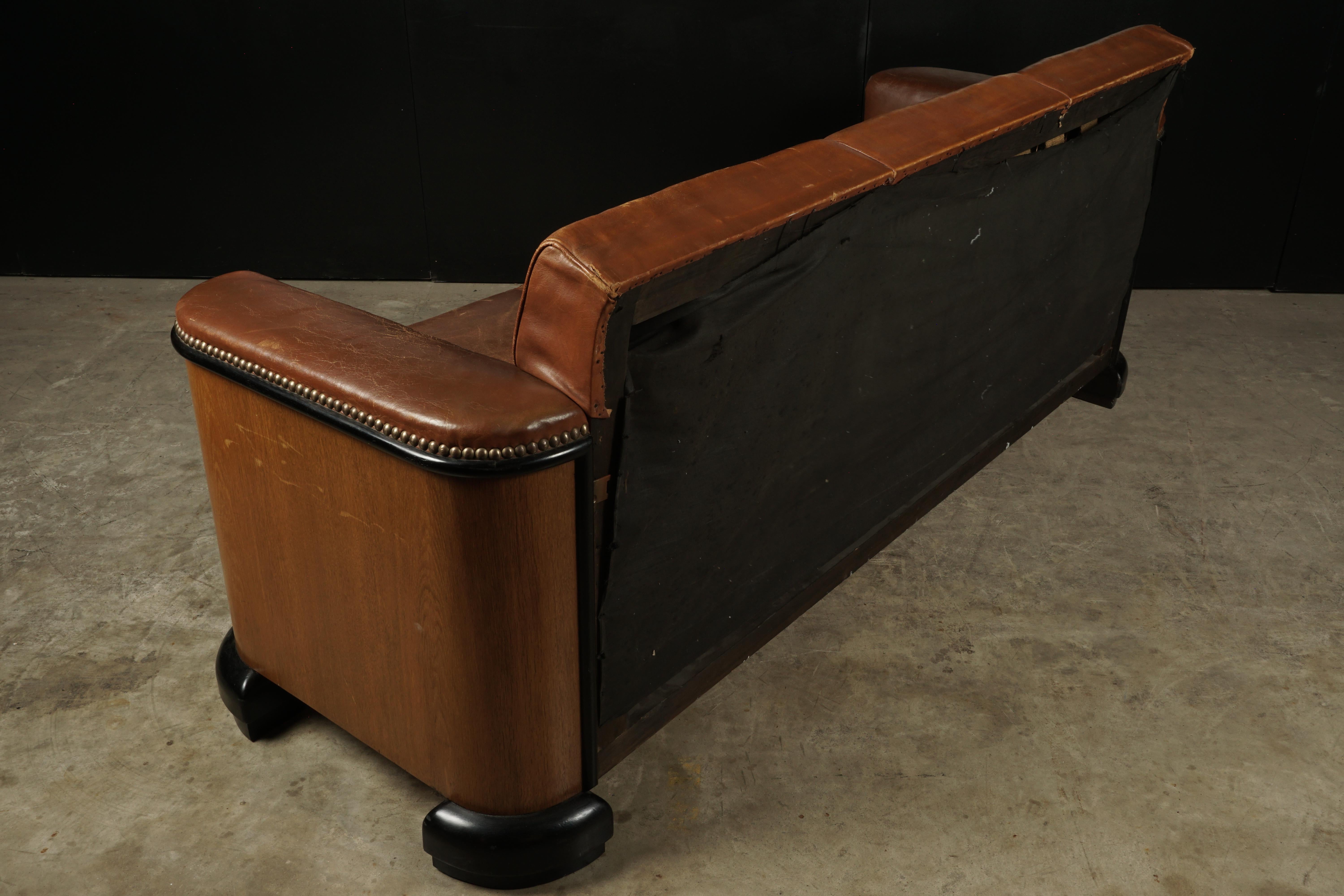 Art Deco Leather Sofa from Denmark, circa 1940 1