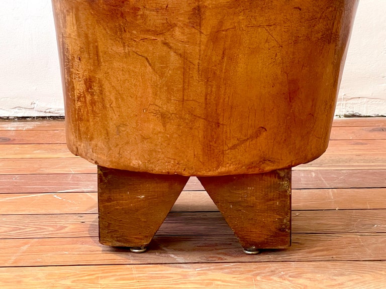 Mid-20th Century Art Deco Leather Stool For Sale
