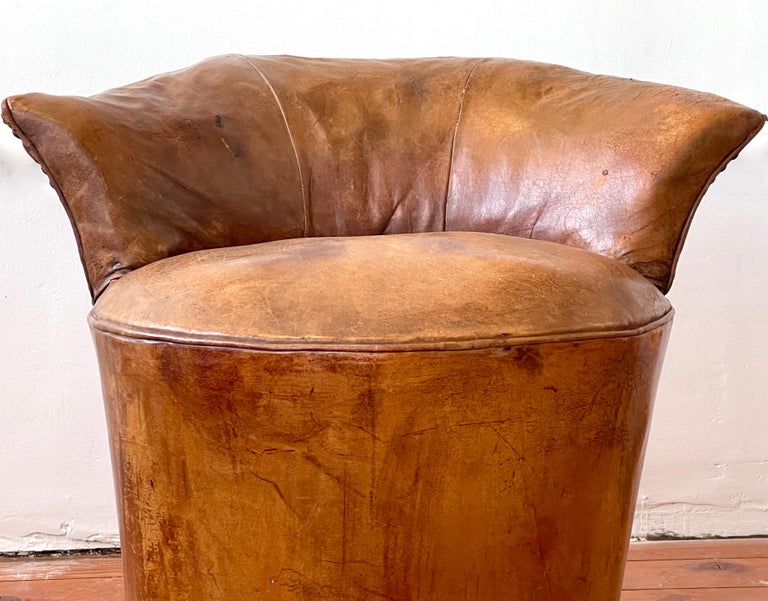 Art Deco Leather Stool For Sale 1
