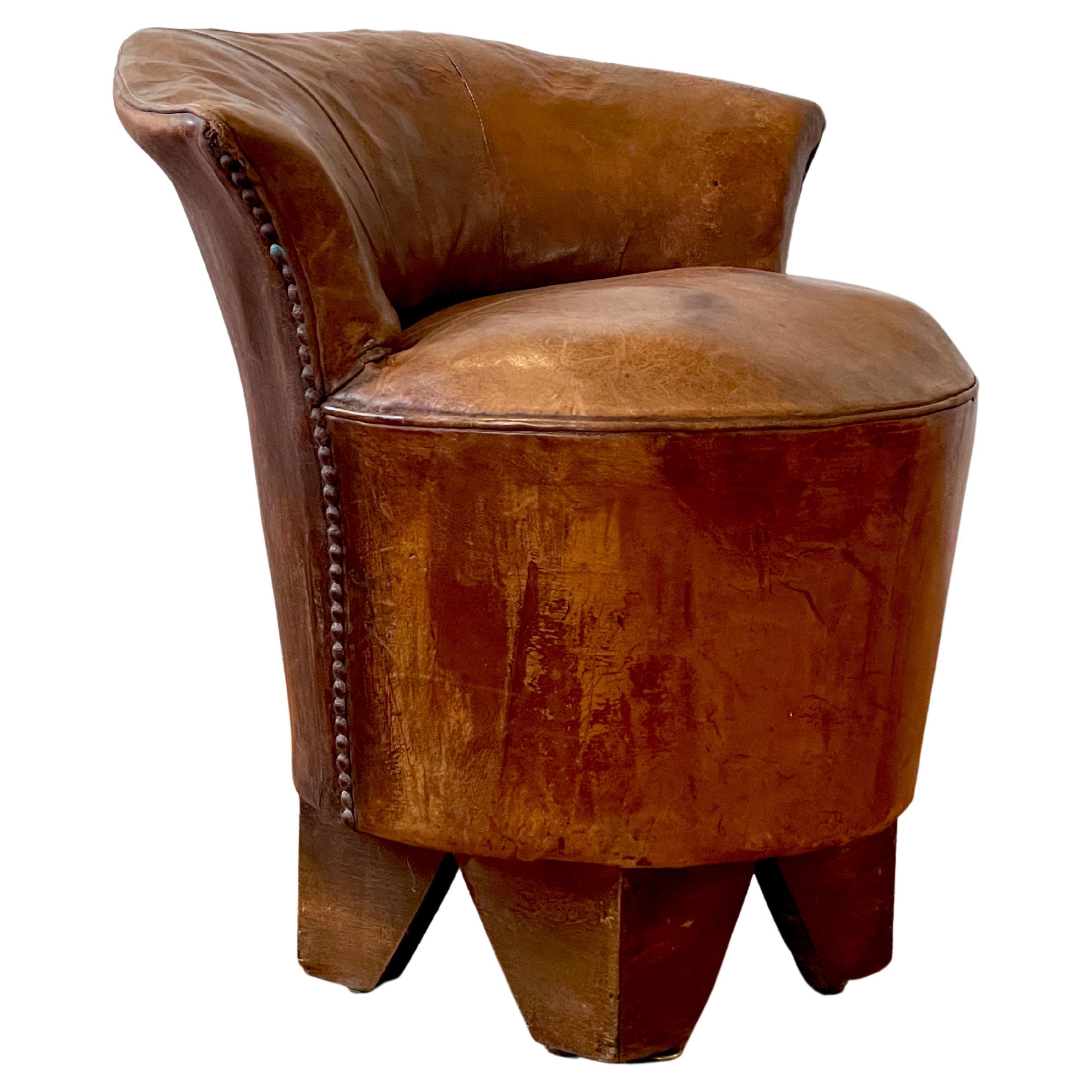 Art Deco Leather Stool