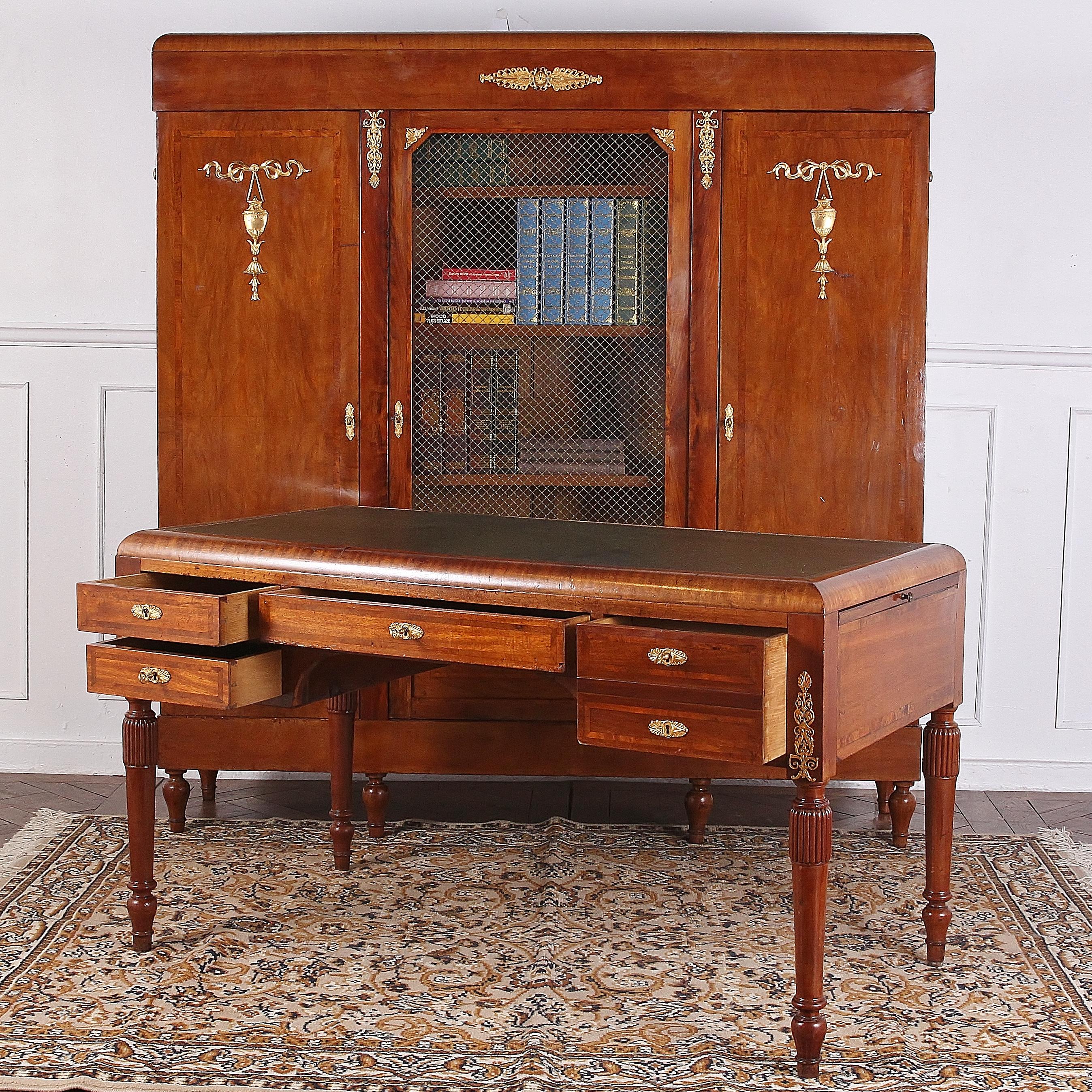 French Art Deco Leather Top Desk