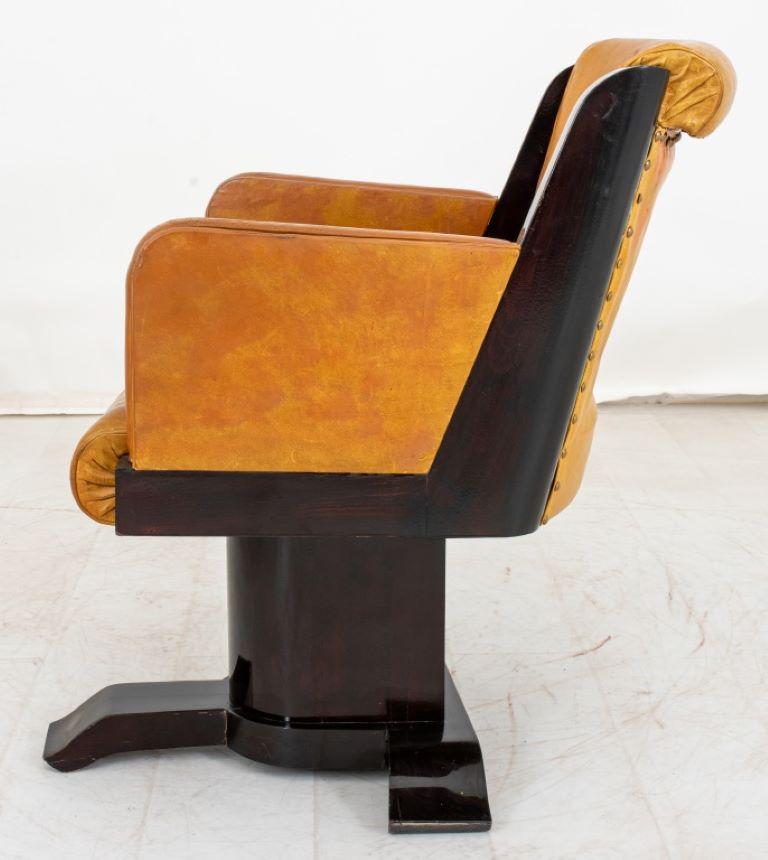 20th Century Art Deco Leather Upholstered Desk Chair, 1930s