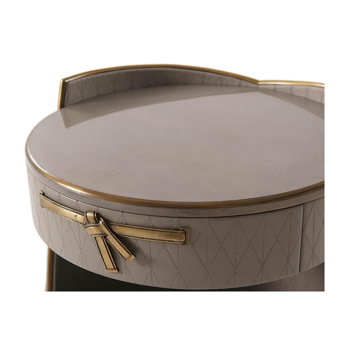 Art Deco Leather Wrapped Side Table For Sale 1