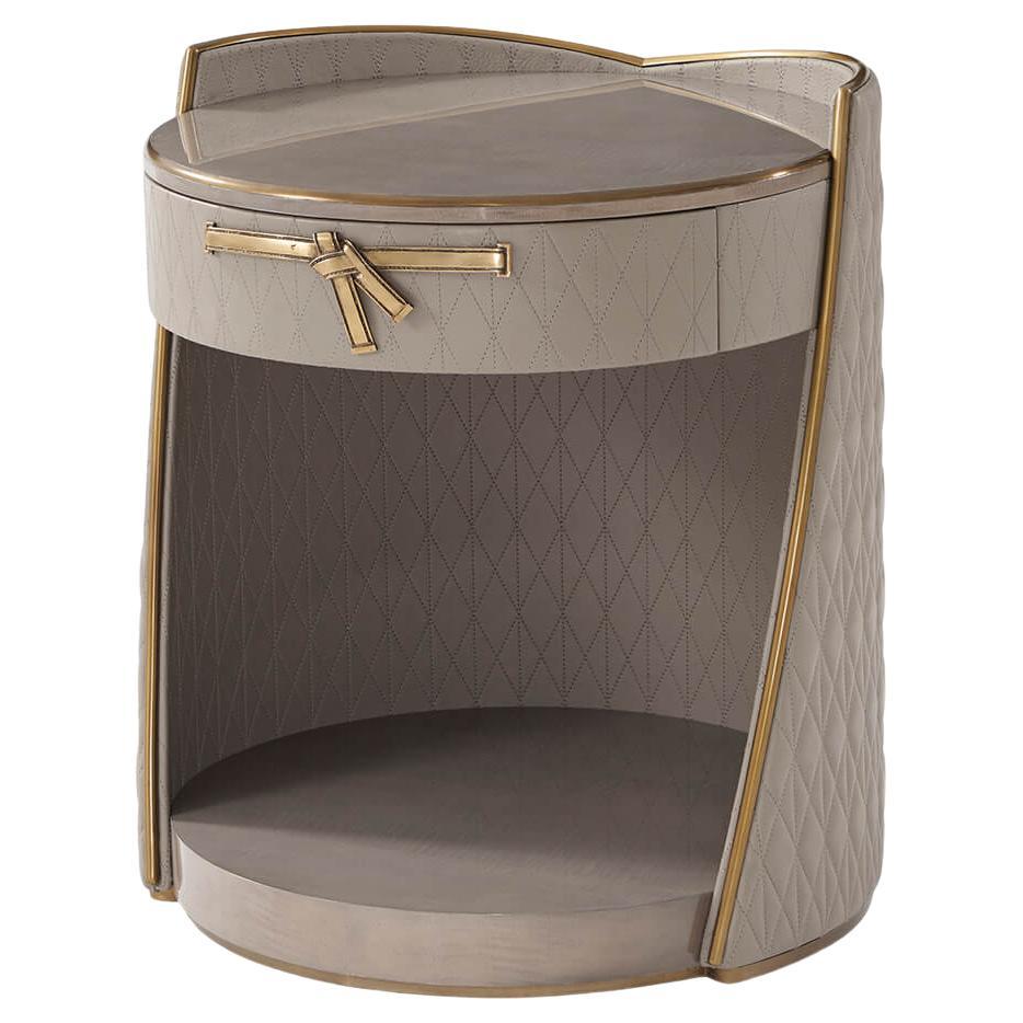 Art Deco Leather Wrapped Side Table For Sale