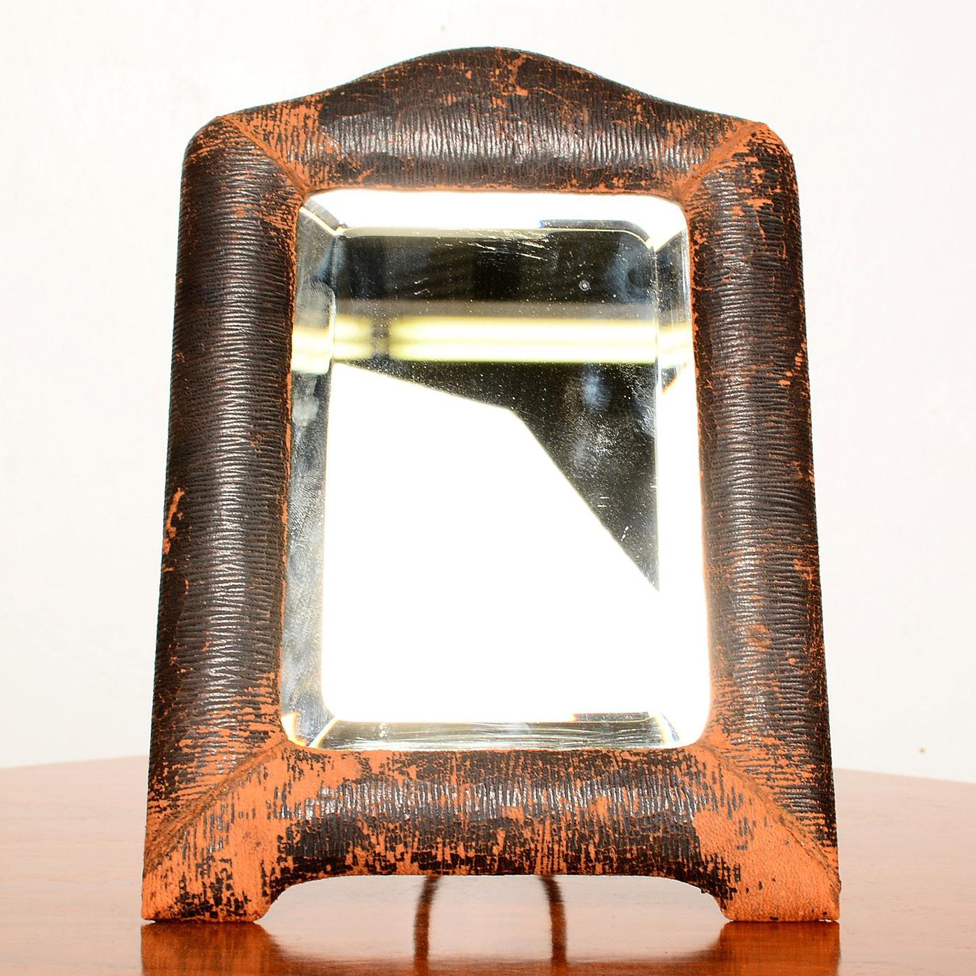 leather wrapped mirror